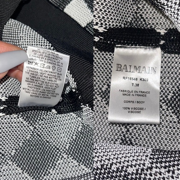 New Balmain Two-Tone Intarsia-Knit Mini Dress - Picture 15 of 17